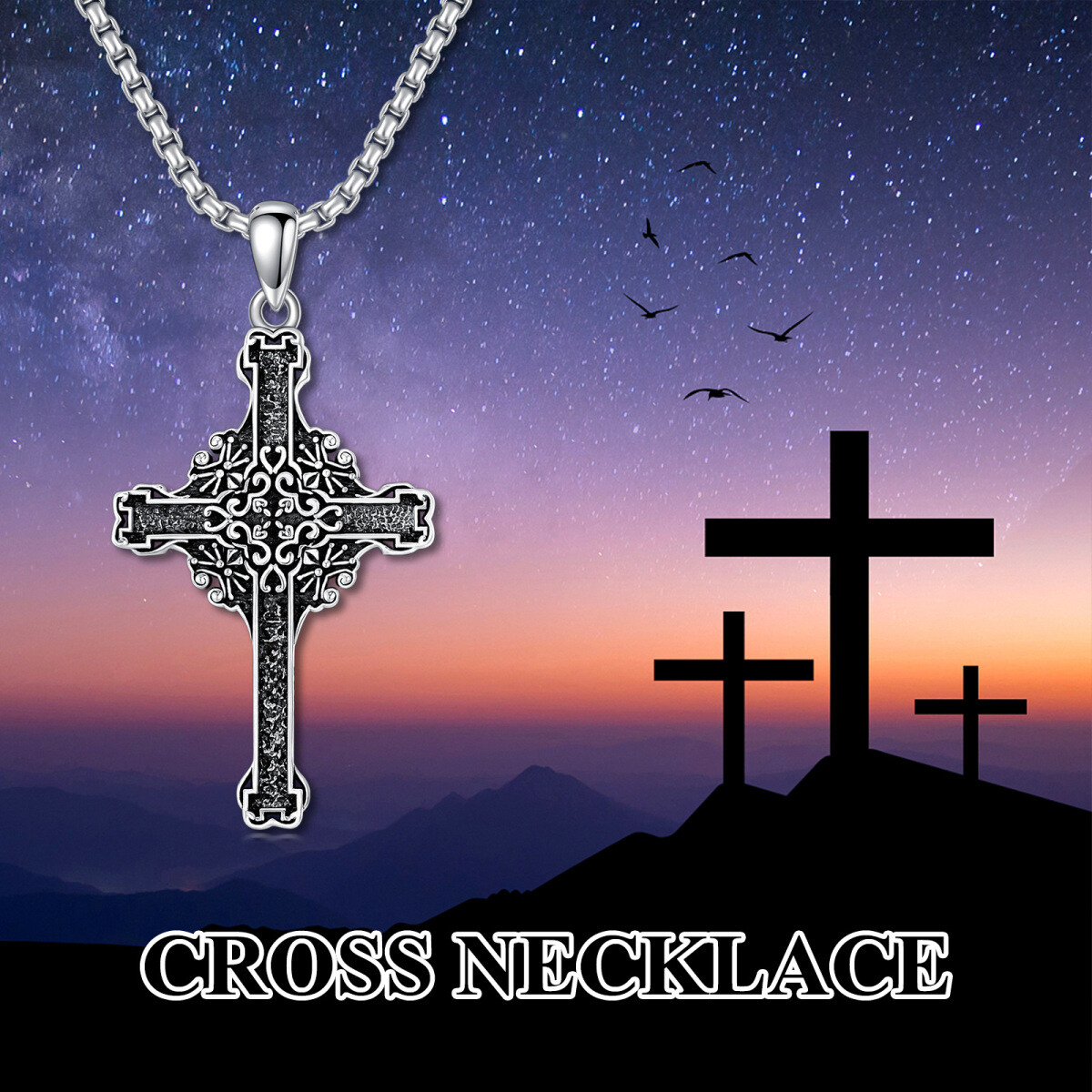 Collier en argent sterling avec pendentif en forme de croix pour hommes-6