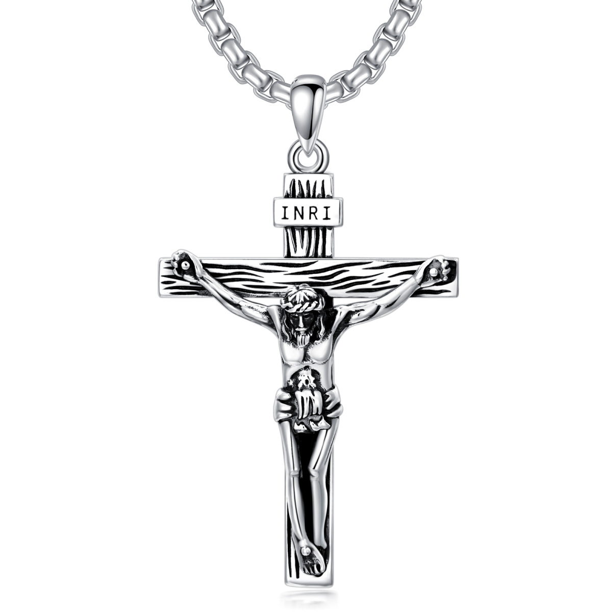 Sterling Silver Cross Pendant Necklace for Men-1