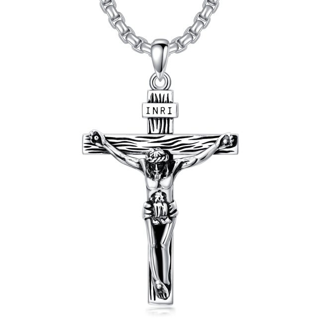 Collier pendentif croix en argent sterling pour hommes-1