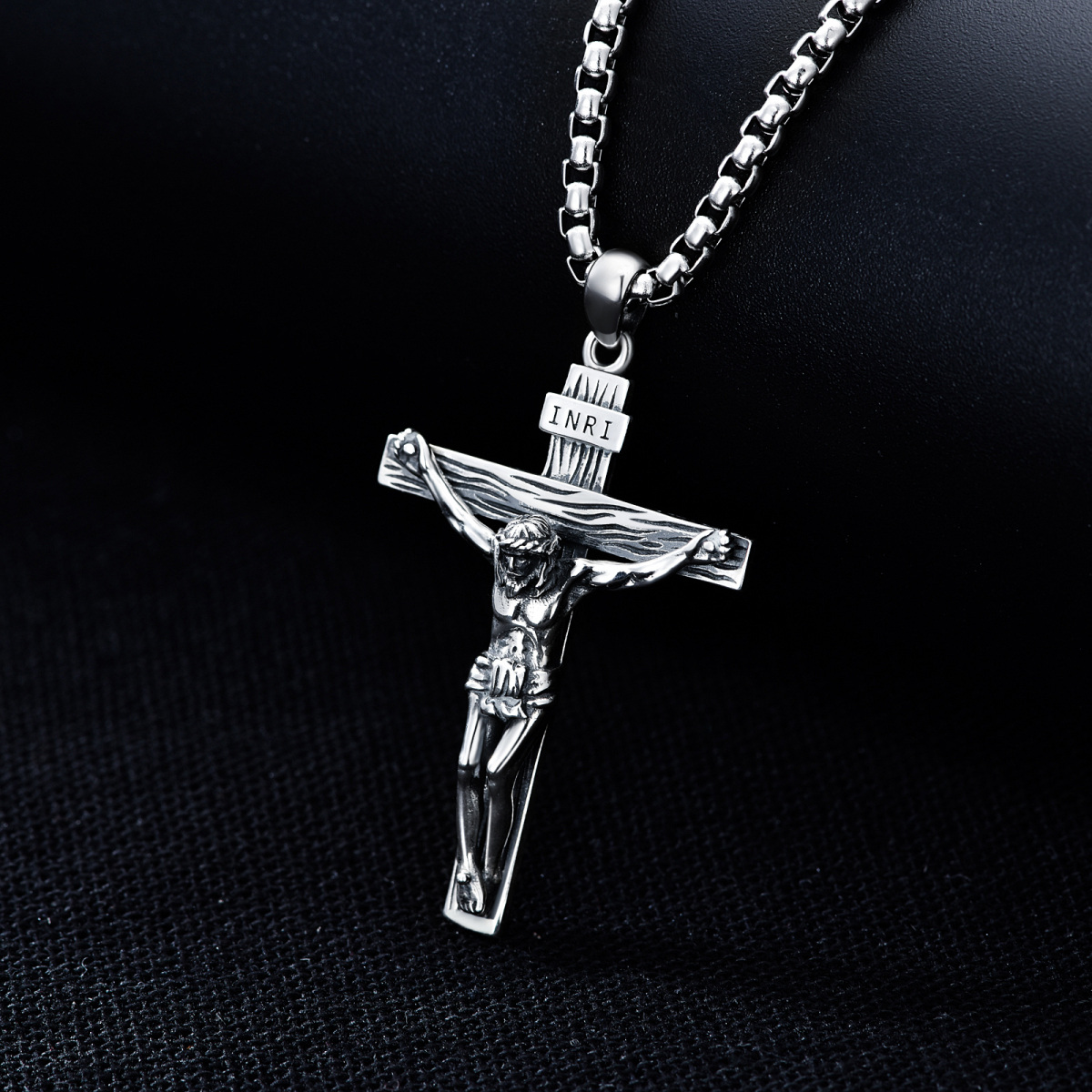 Sterling Silver Cross Pendant Necklace for Men-2