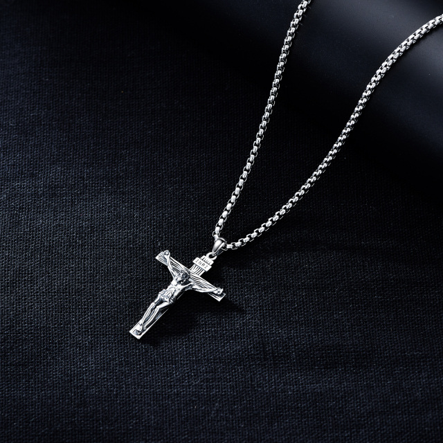 Sterling Silver Cross Pendant Necklace for Men-3