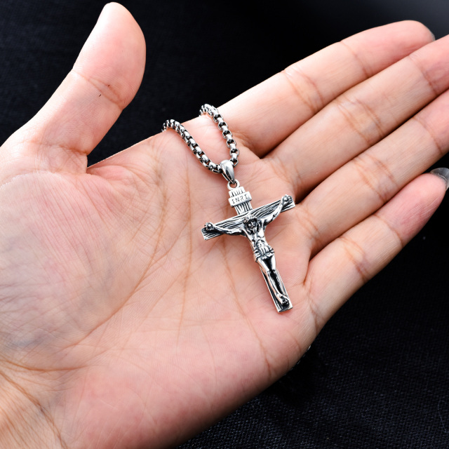 Collier pendentif croix en argent sterling pour hommes-4