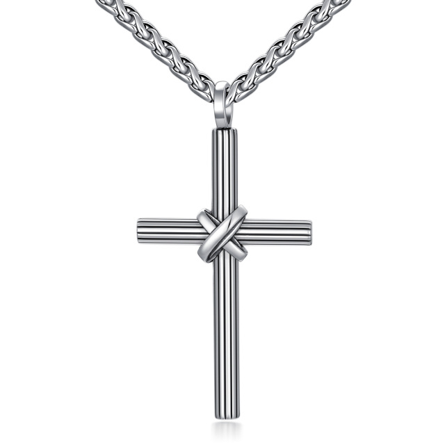 Collana con ciondolo a forma di croce in argento sterling per uomo