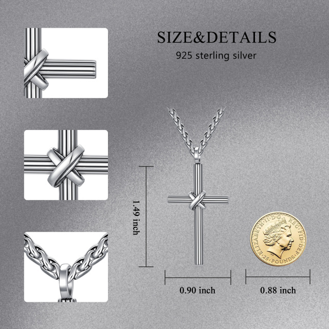 Sterling Silber Kreuz-Anhänger Halskette für Männer-5