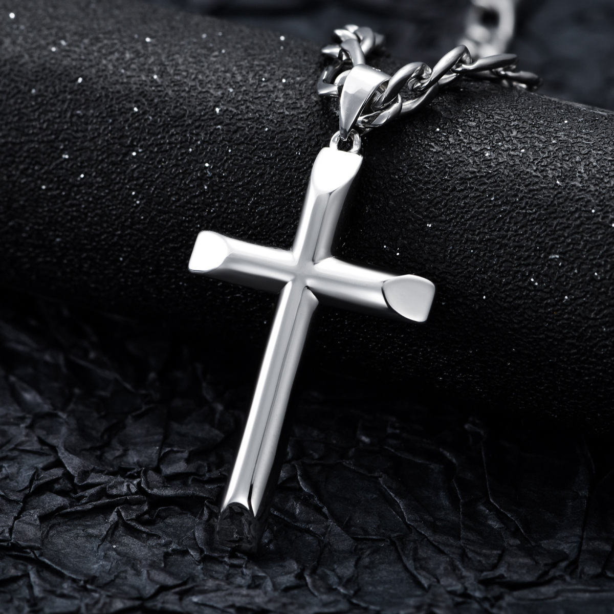 Sterling Silver Cross Pendant Necklace for Men-4