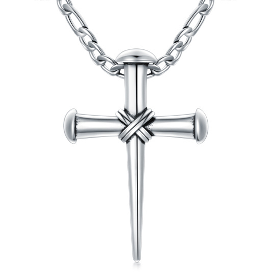 Collier en argent sterling avec pendentif en forme de croix pour hommes