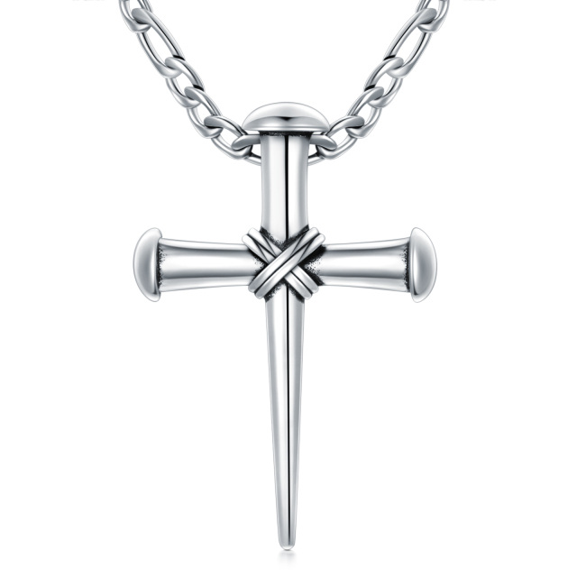 Collier en argent sterling avec pendentif en forme de croix pour hommes-1