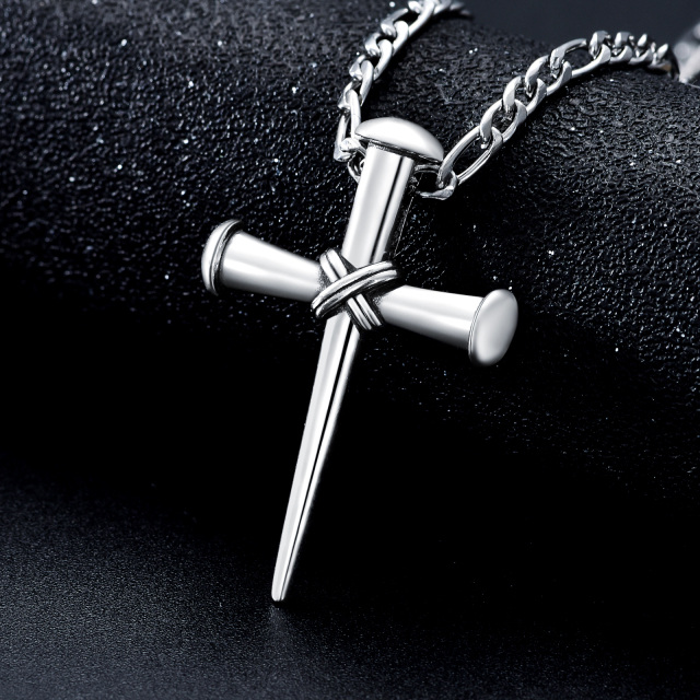 Collier en argent sterling avec pendentif en forme de croix pour hommes-3