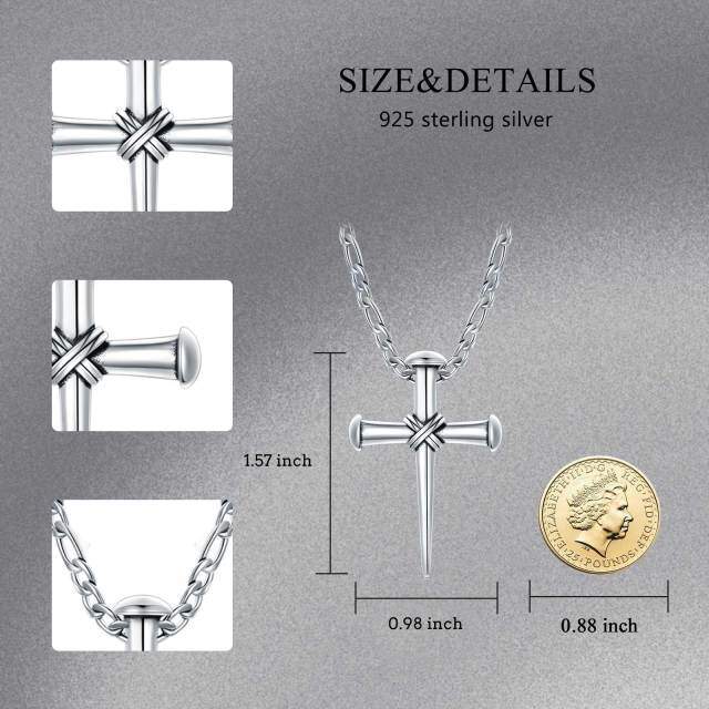 Sterling Silber Kreuz-Anhänger Halskette für Männer-6