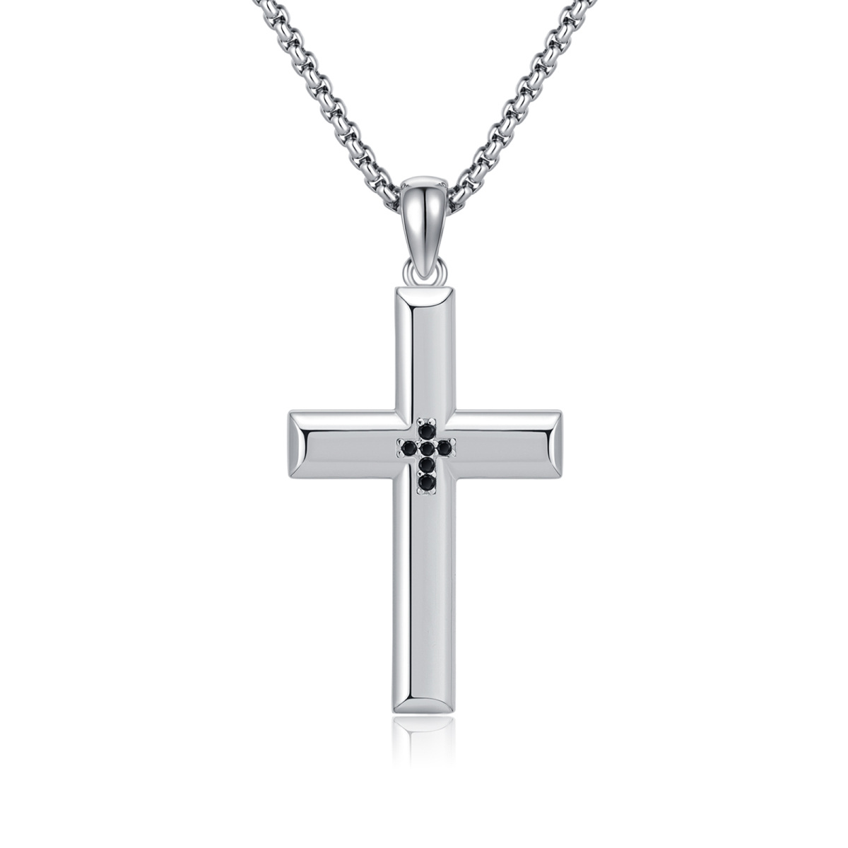 Sterling Silver Cross Pendant Necklace for Men-1