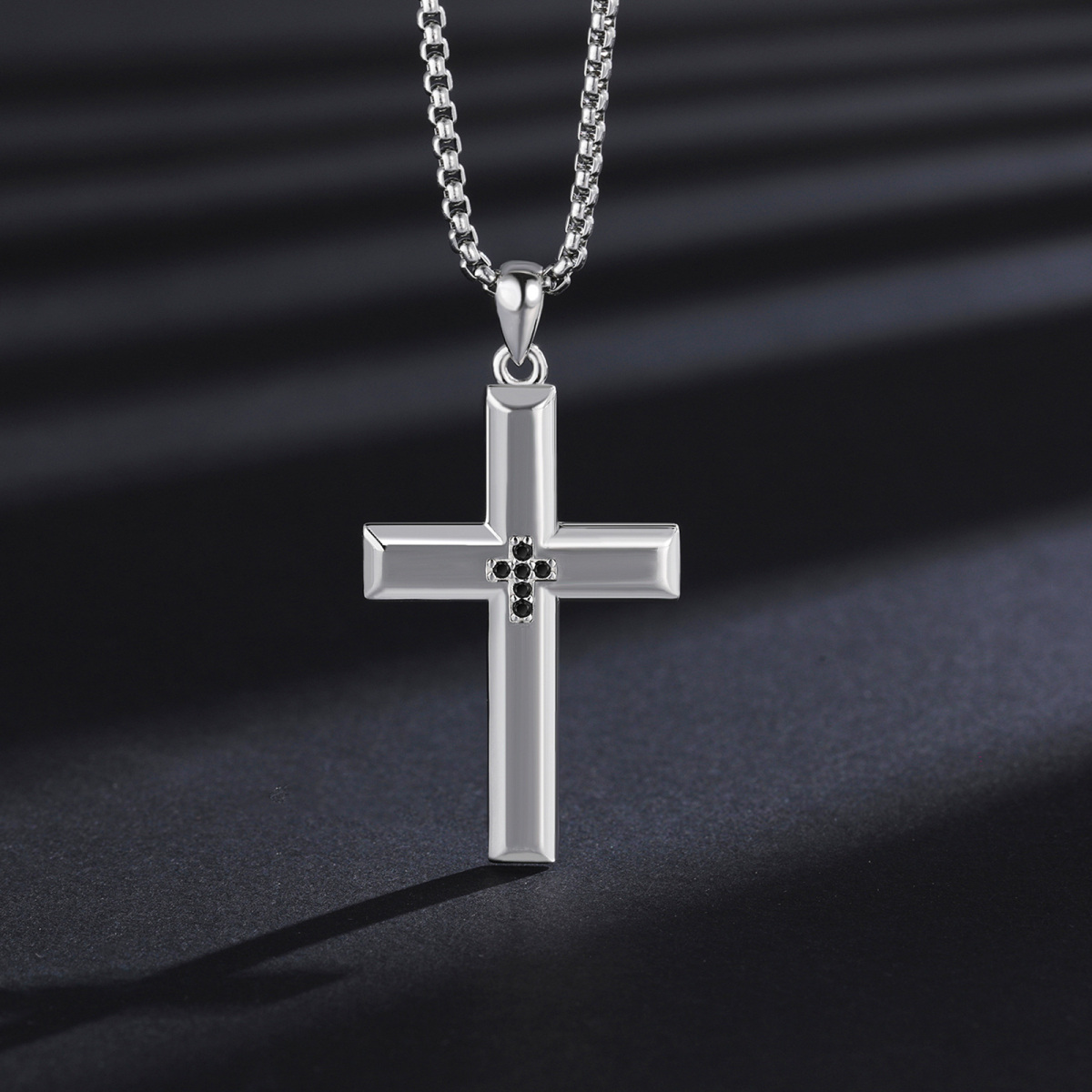 Sterling Silver Cross Pendant Necklace for Men-3