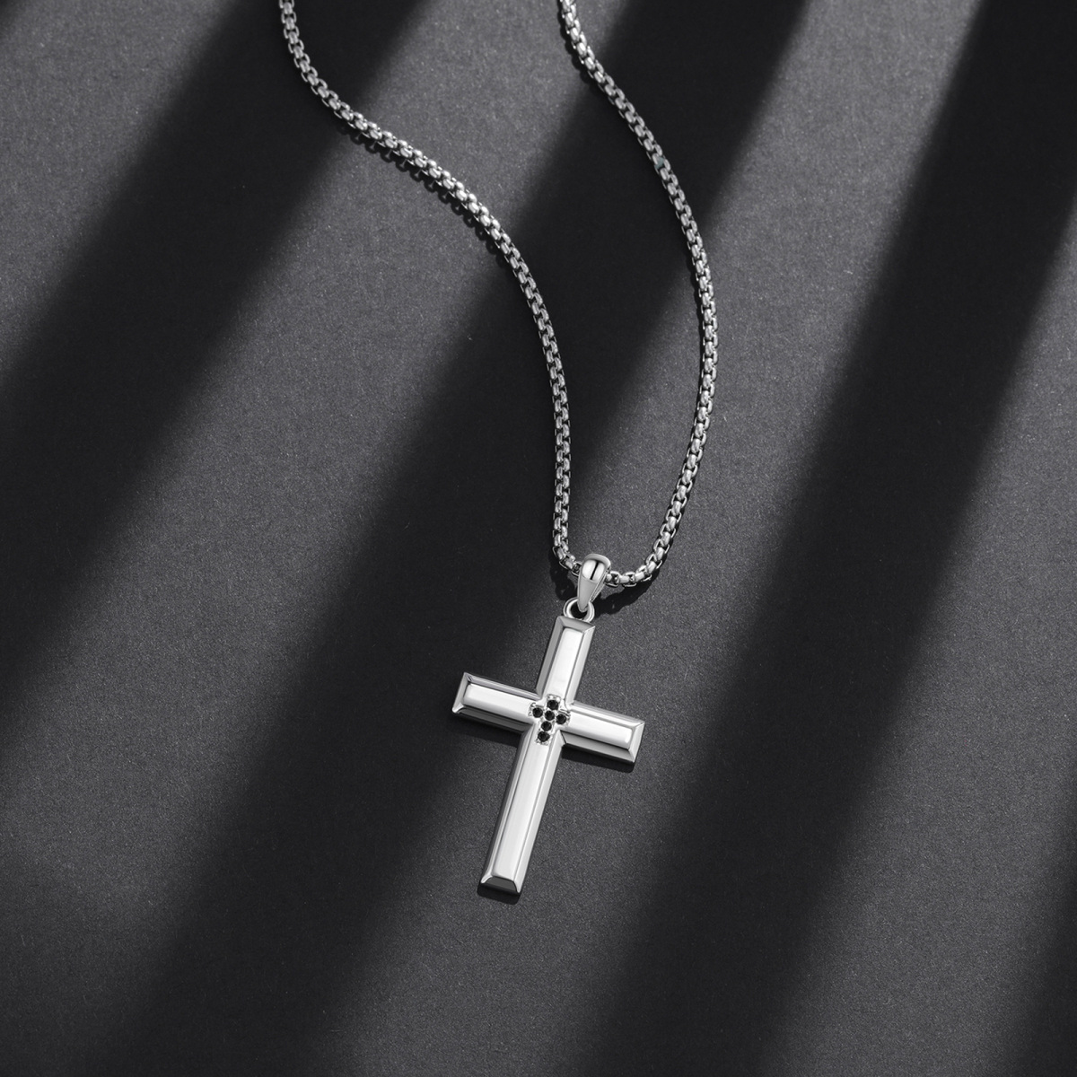 Sterling Silver Cross Pendant Necklace for Men-4