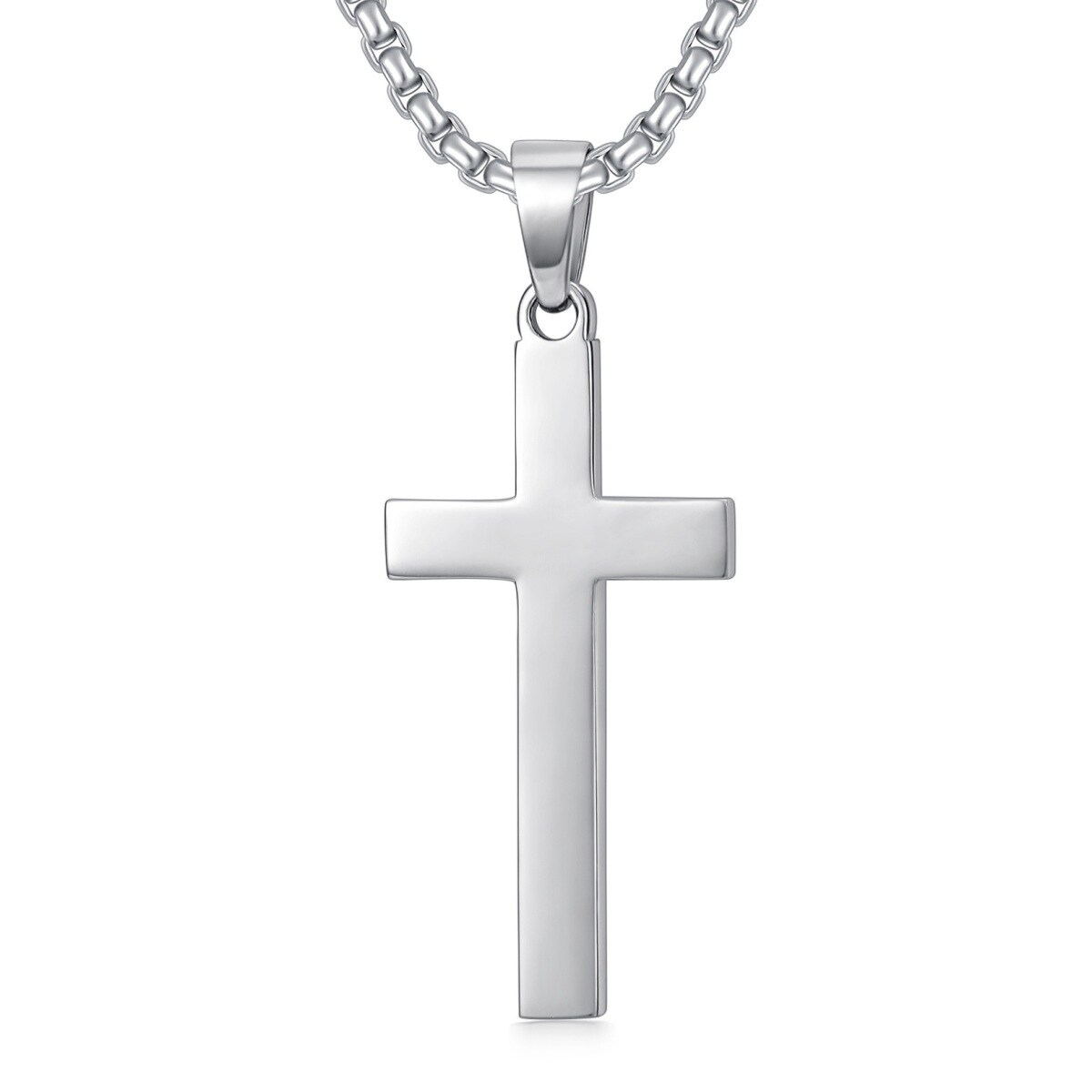 Sterling Silver Cross Pendant Necklace for Men-1