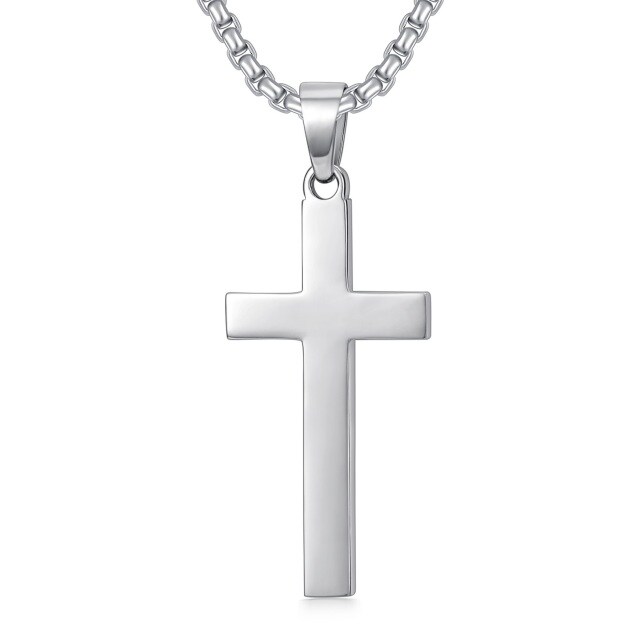 Collana con ciondolo a forma di croce in argento sterling per uomo-1