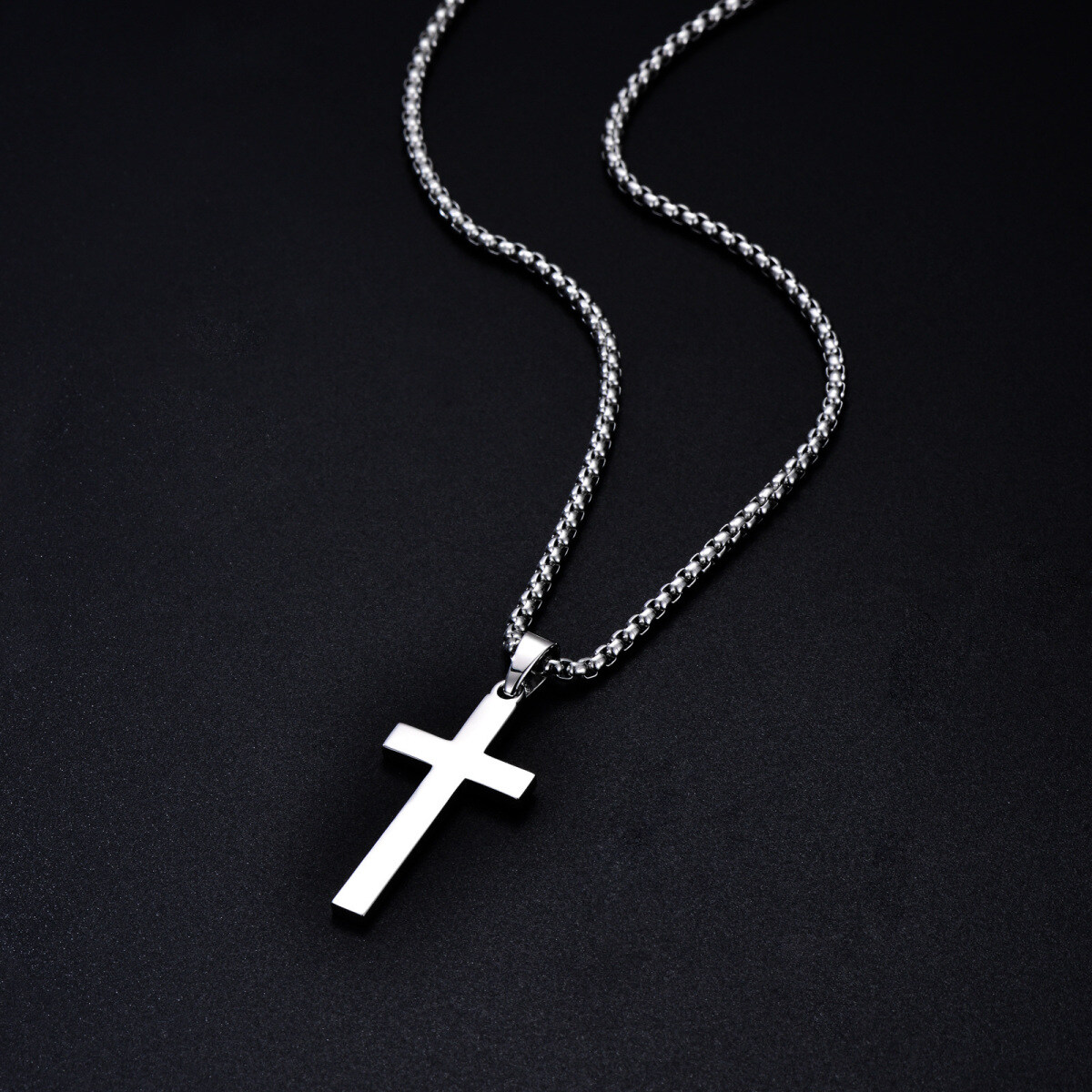 Sterling Silver Cross Pendant Necklace for Men-4