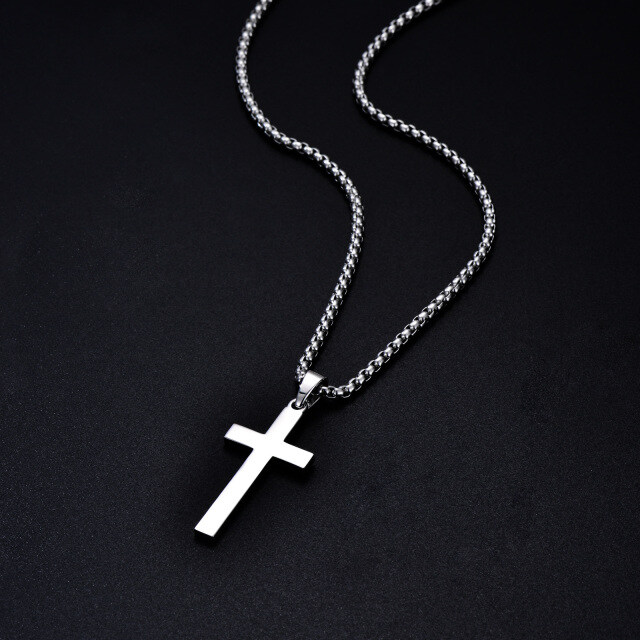 Sterling Silver Cross Pendant Necklace for Men-4