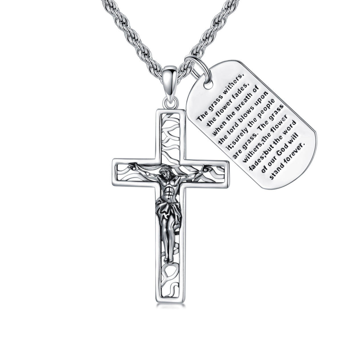 Collana con ciondolo a forma di croce in argento sterling per uomo-1