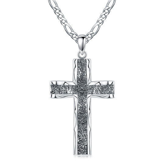 Collar de plata de ley con colgante en forma de cruz para hombre