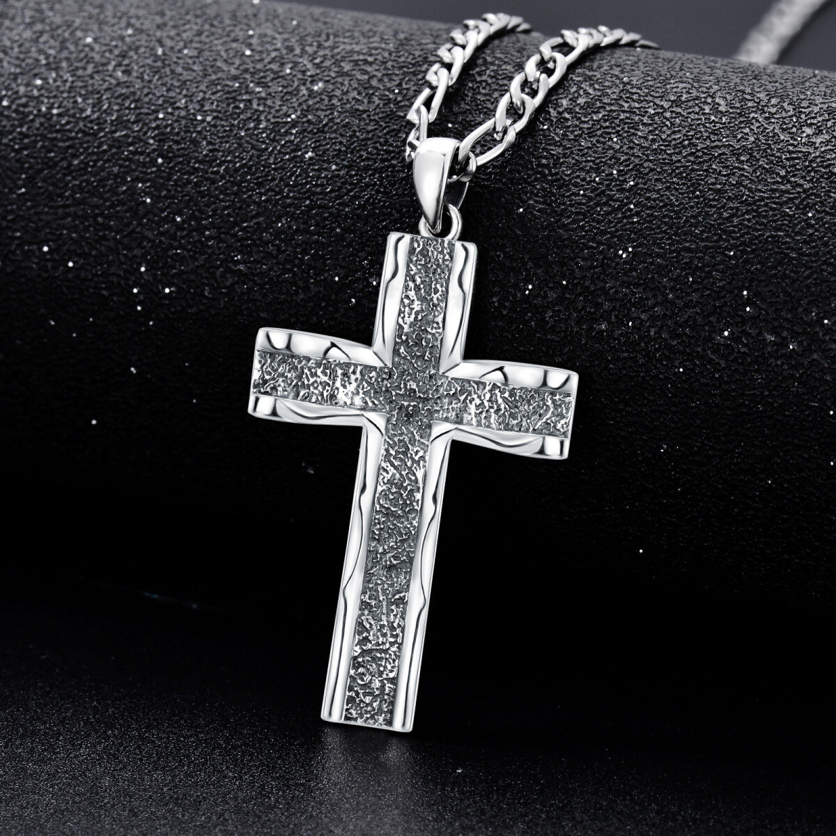 Sterling Silver Cross Pendant Necklace for Men-3