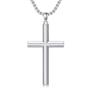 Sterling Silver Cross Pendant Necklace for Men-3