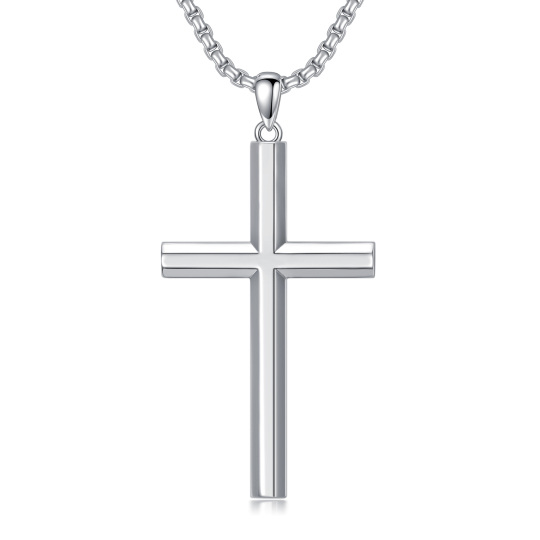 Collier en argent sterling avec pendentif en forme de croix pour hommes