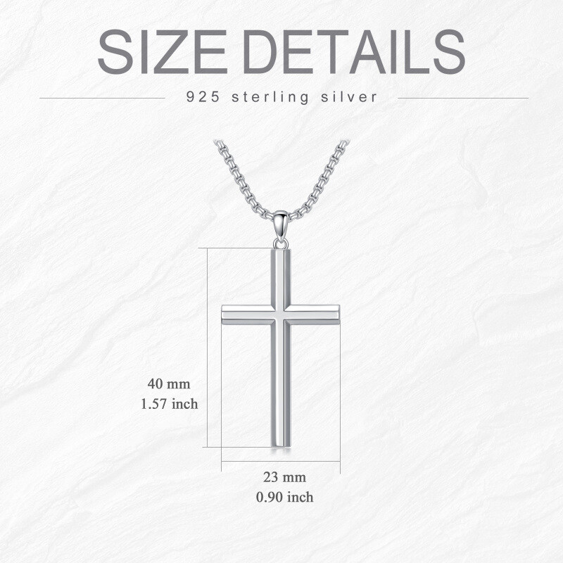 Sterling Silver Cross Pendant Necklace for Men-3