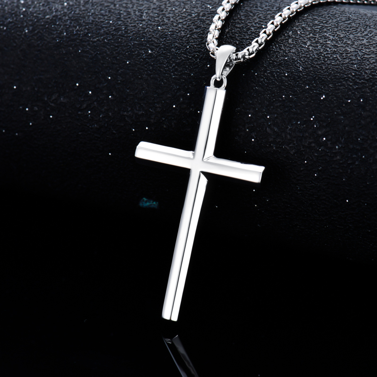 Sterling Silver Cross Pendant Necklace for Men-4