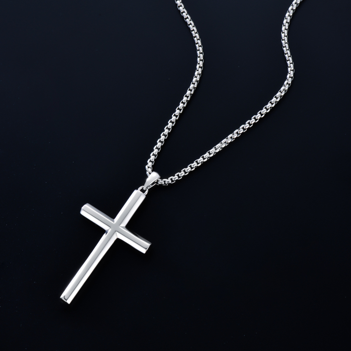 Sterling Silver Cross Pendant Necklace for Men-5