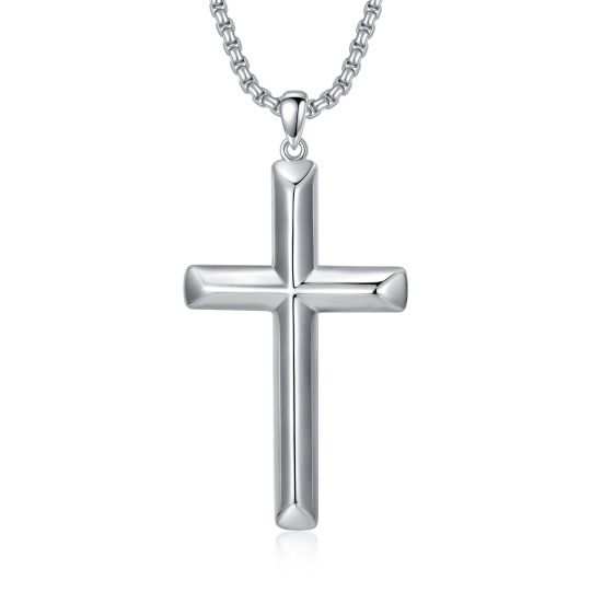 Collana con ciondolo a forma di croce in argento sterling per uomo