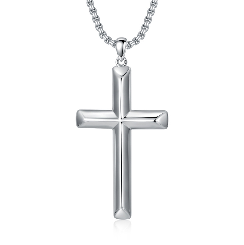 Sterling Silver Cross Pendant Necklace for Men-18