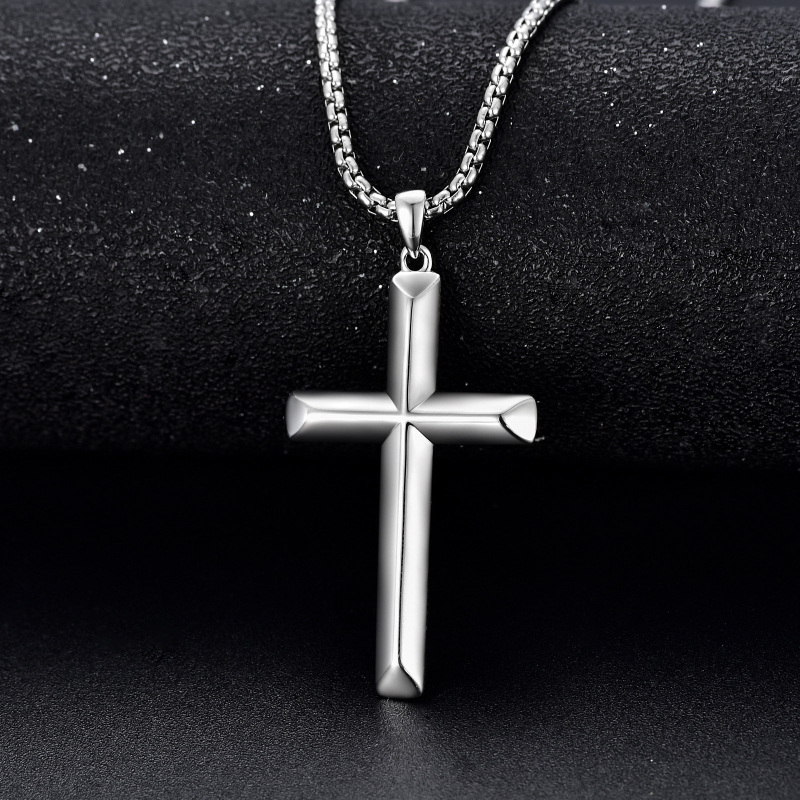 Sterling Silver Cross Pendant Necklace for Men-3