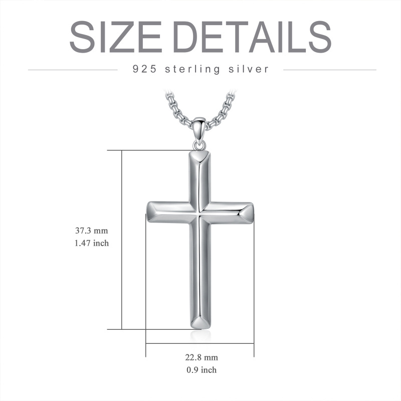 Sterling Silver Cross Pendant Necklace for Men-5
