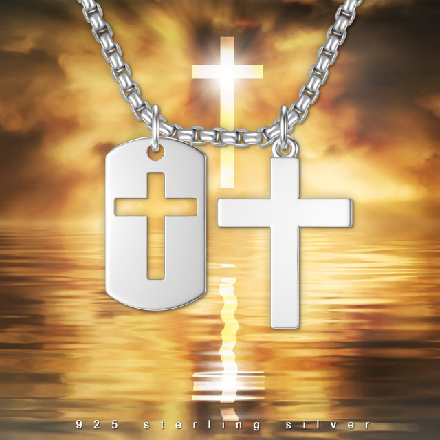 Sterling Silver Cross Pendant Necklace for Men-5