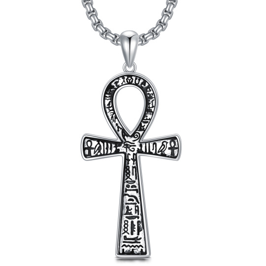 Collana con pendente a croce in argento sterling da uomo