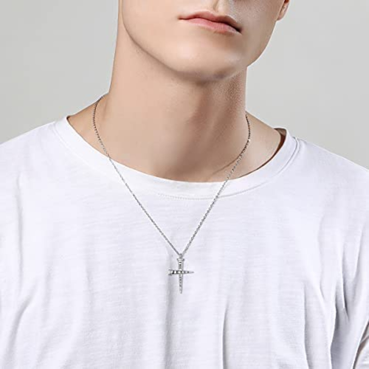 Collana con ciondolo a forma di croce in argento sterling per uomo-2