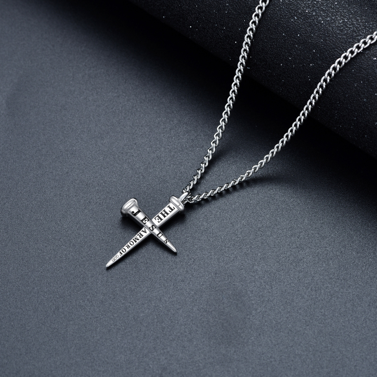 Collier en argent sterling avec pendentif en forme de croix pour hommes-4