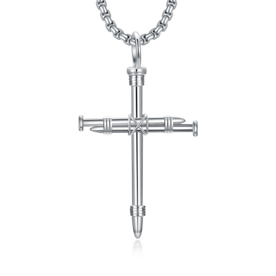 Collana con ciondolo a forma di croce in argento sterling per uomo