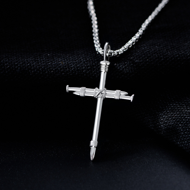 Collier pendentif croix en argent sterling pour hommes-3