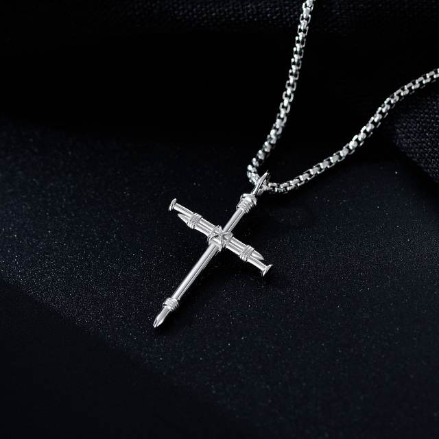 Collier pendentif croix en argent sterling pour hommes-4