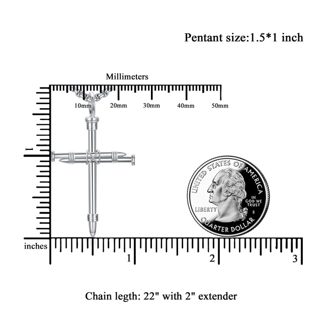 Halskette mit Kreuzanhänger aus Sterlingsilber für Herren-5