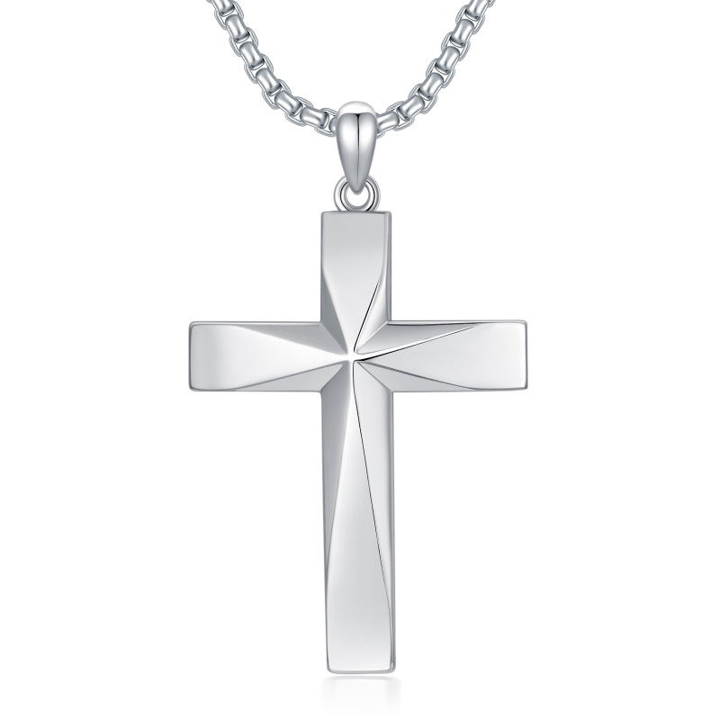 Sterling Silver Cross Pendant Necklace for Men-1