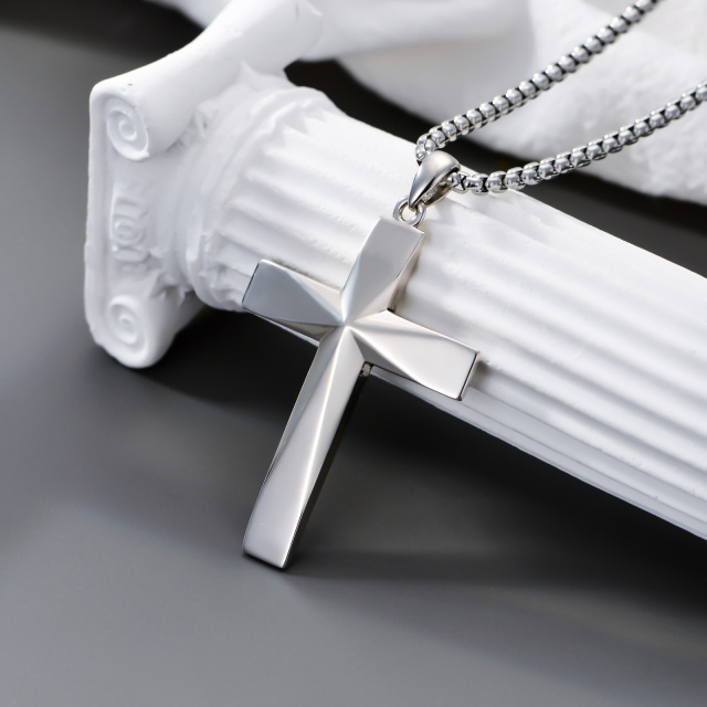 Collier pendentif croix en argent sterling pour hommes-4