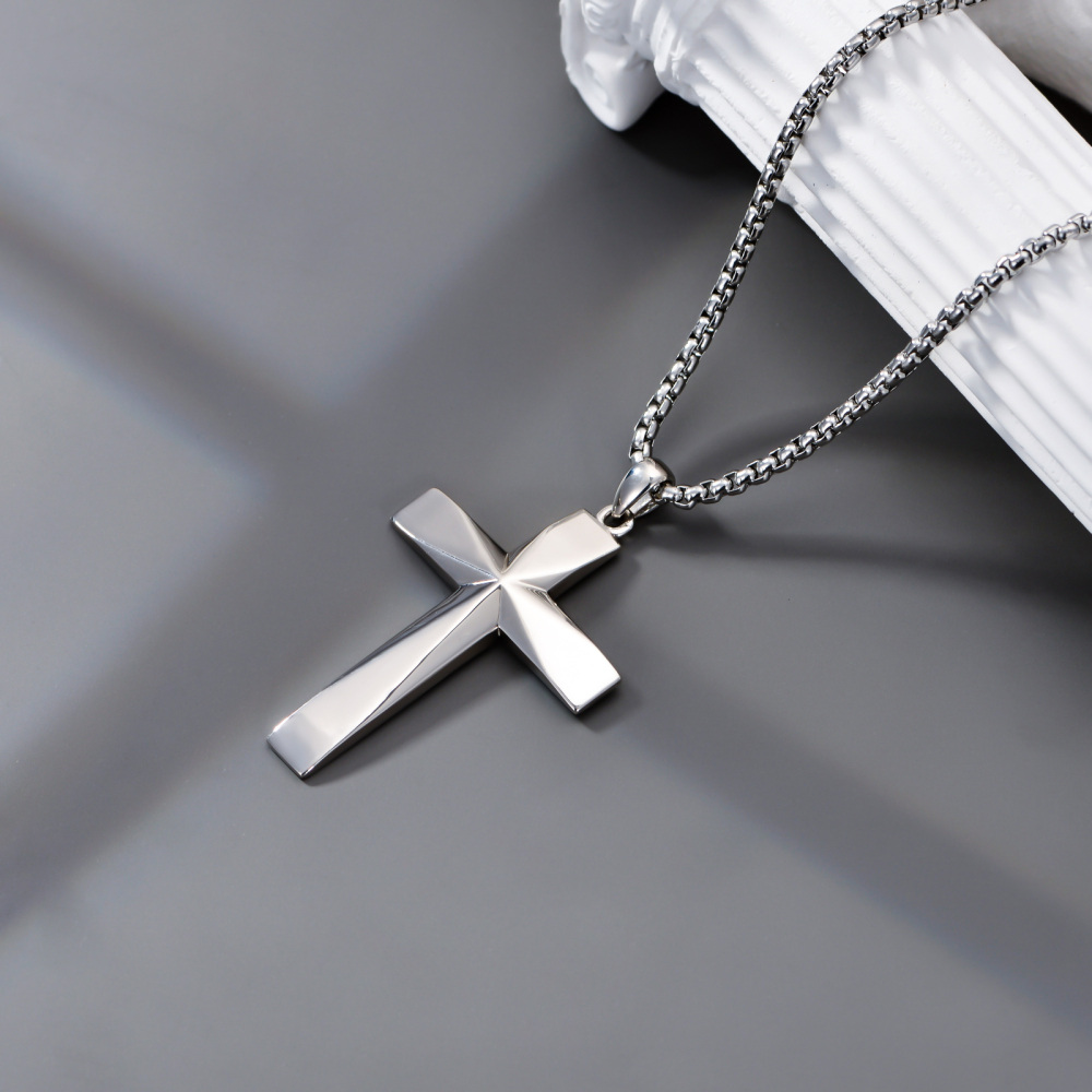 Colar com pingente de cruz de prata esterlina para homens-5