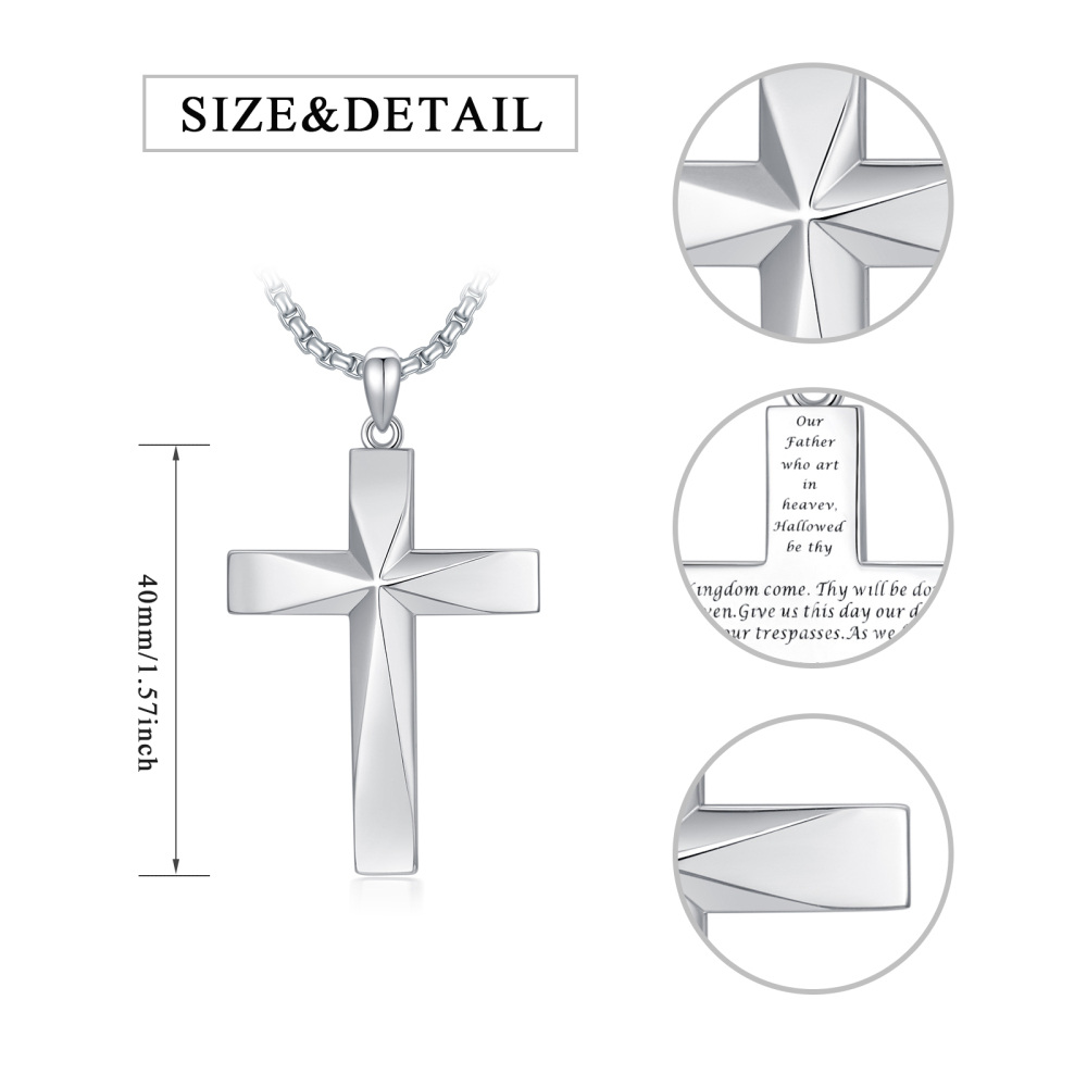 Colar com pingente de cruz de prata esterlina para homens-6