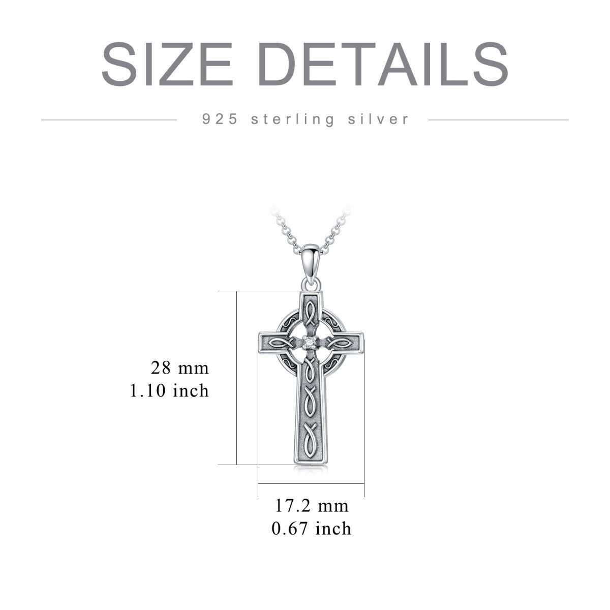 Sterling zilveren Cubic Zirconia kruis hanger ketting-6