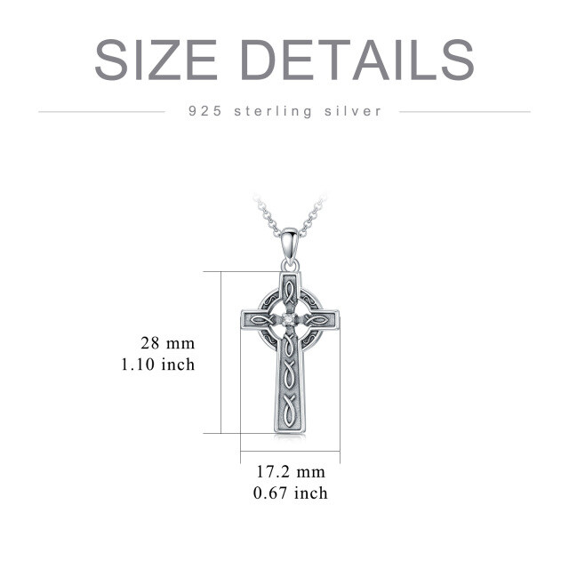 Sterling Silver Cubic Zirconia Cross Pendant Necklace-6