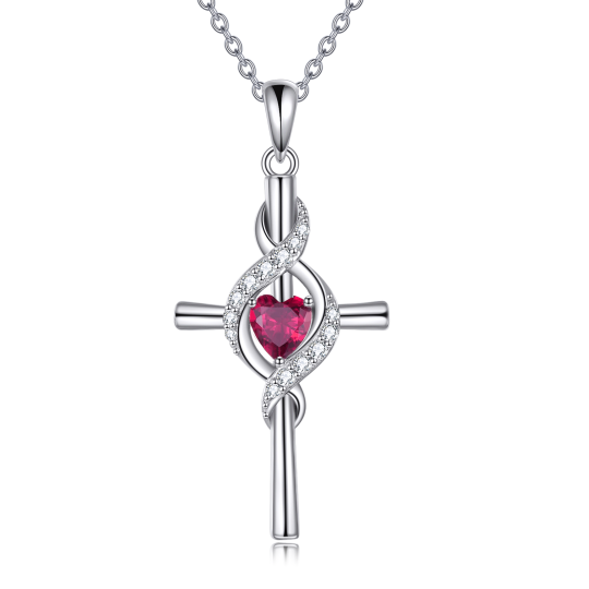 Collana con ciondolo a croce in argento sterling con zirconi cubici