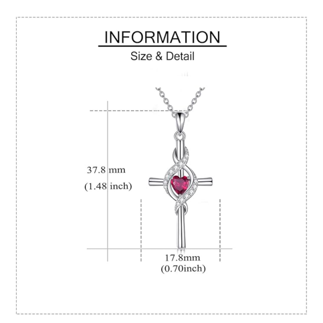 Sterling Silver Cubic Zirconia Cross Pendant Necklace-5