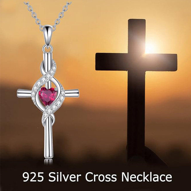 Sterling Silver Cubic Zirconia Cross Pendant Necklace-6