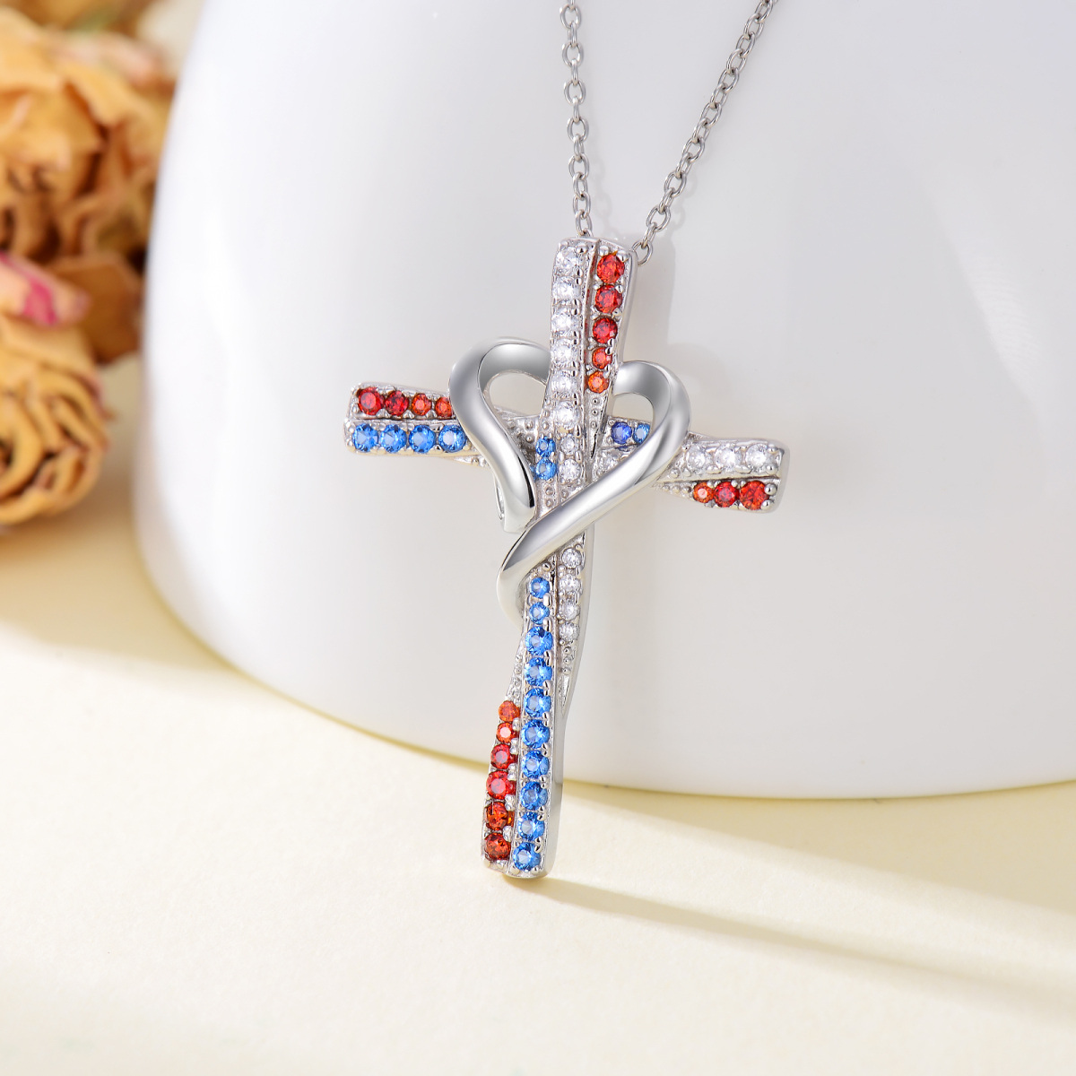 Sterling Silver Cross Pendant Necklace-4